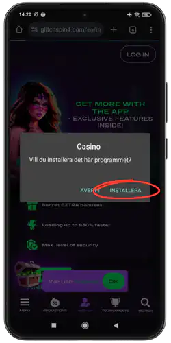 Chicken Road App - Bekräfta installation